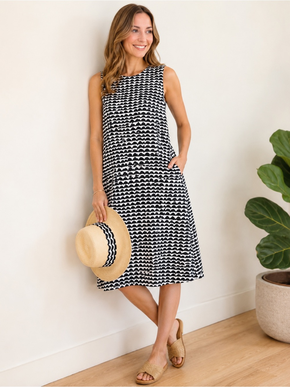 Marimekko x Uniqlo Midi Dress in 1960s Papajo (Papaya) Print Sleeveless XXS